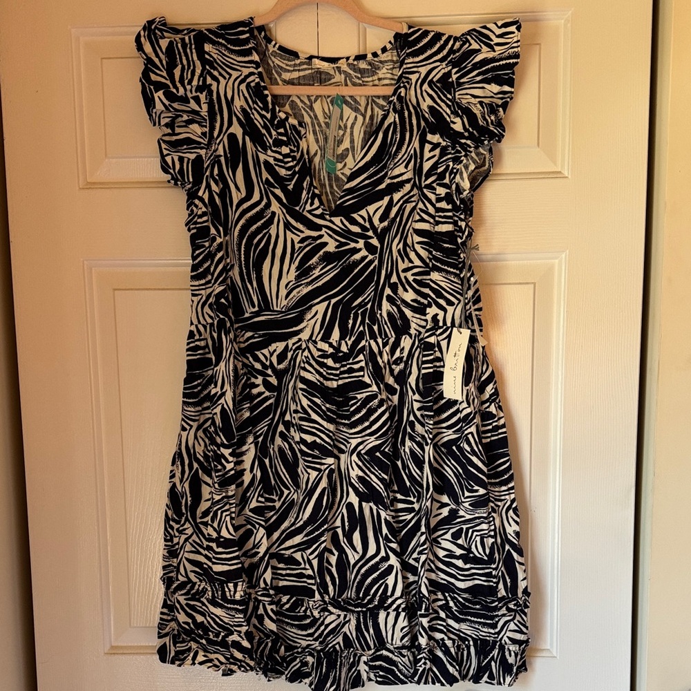 Nine Britton Floral Print Midi Dress with Ruffle Sleeves